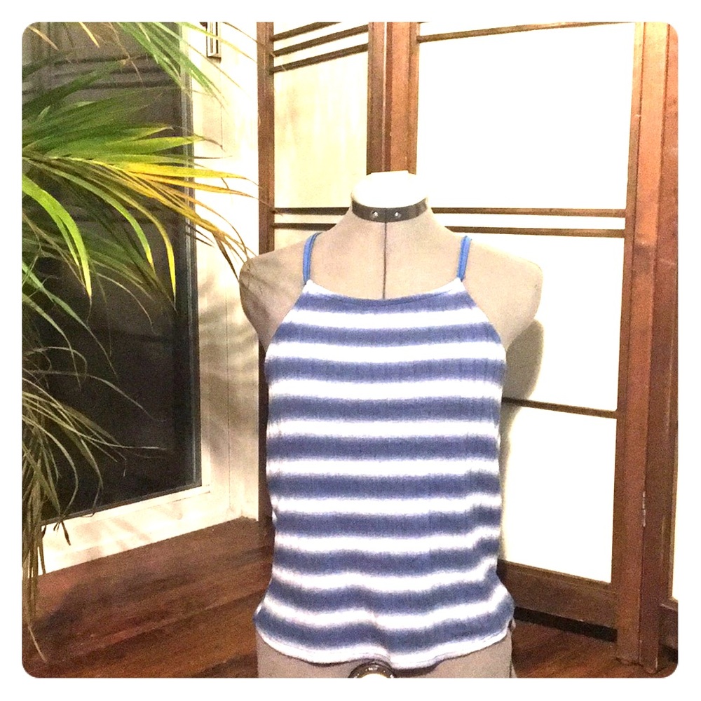 Wave White and Blue Tank Top